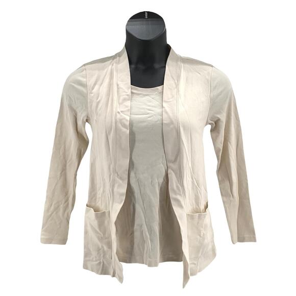 Isaac Mizrahi Live! Tops - Isaac Mizrahi Live! Essentials Pima Cotton Layered Look Vanilla Bean - Regular